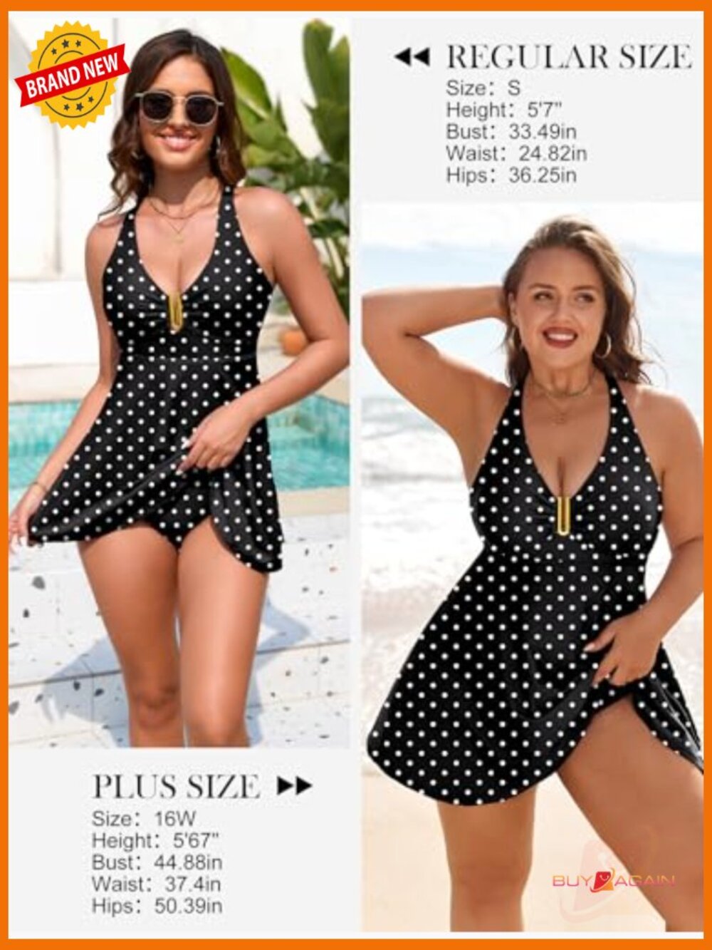 Women's One Piece Swimsuit Tummy Control Slimming Swim Dress Full Coverage View 4